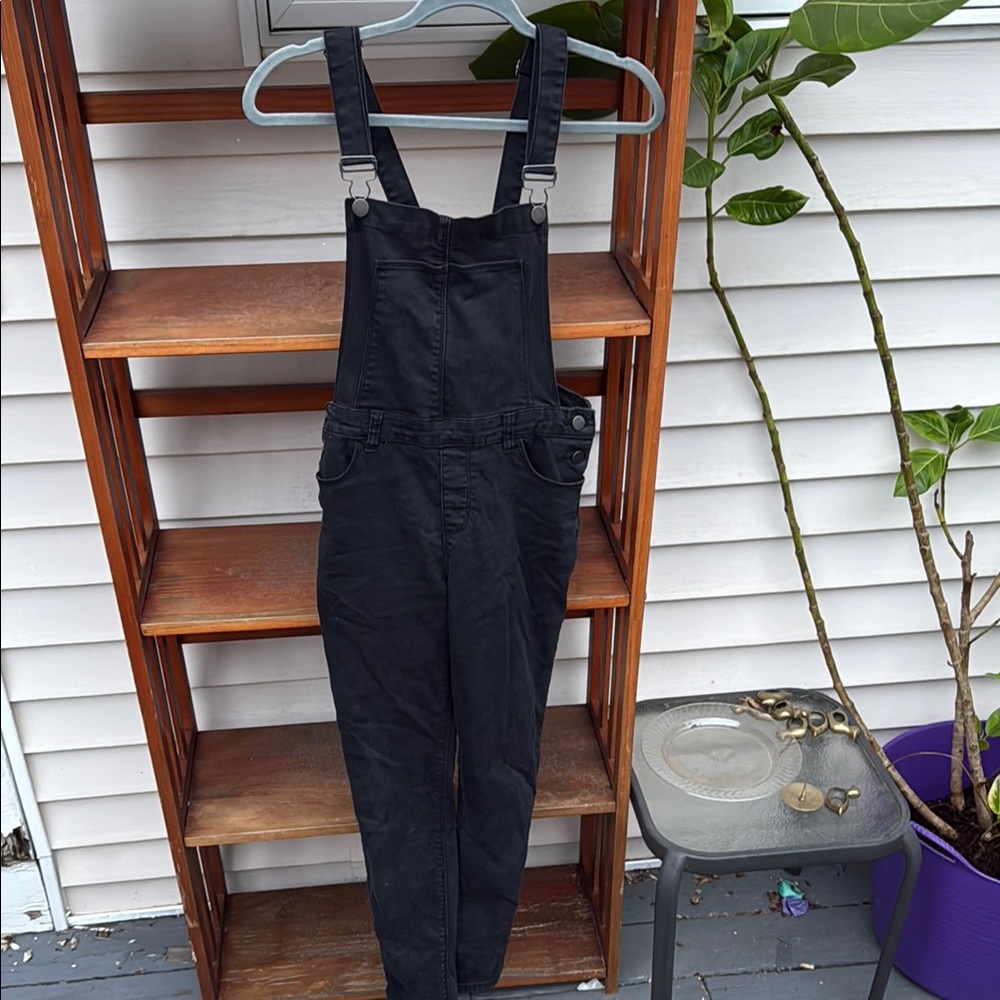 Denim&Co Black Jean Overalls with Modern Slim Fit